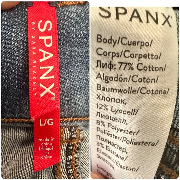 Spanx Pull On Jeans Womens Large Light Wash Vintage High Rise Skinny Stretch - Picture 5 of 14